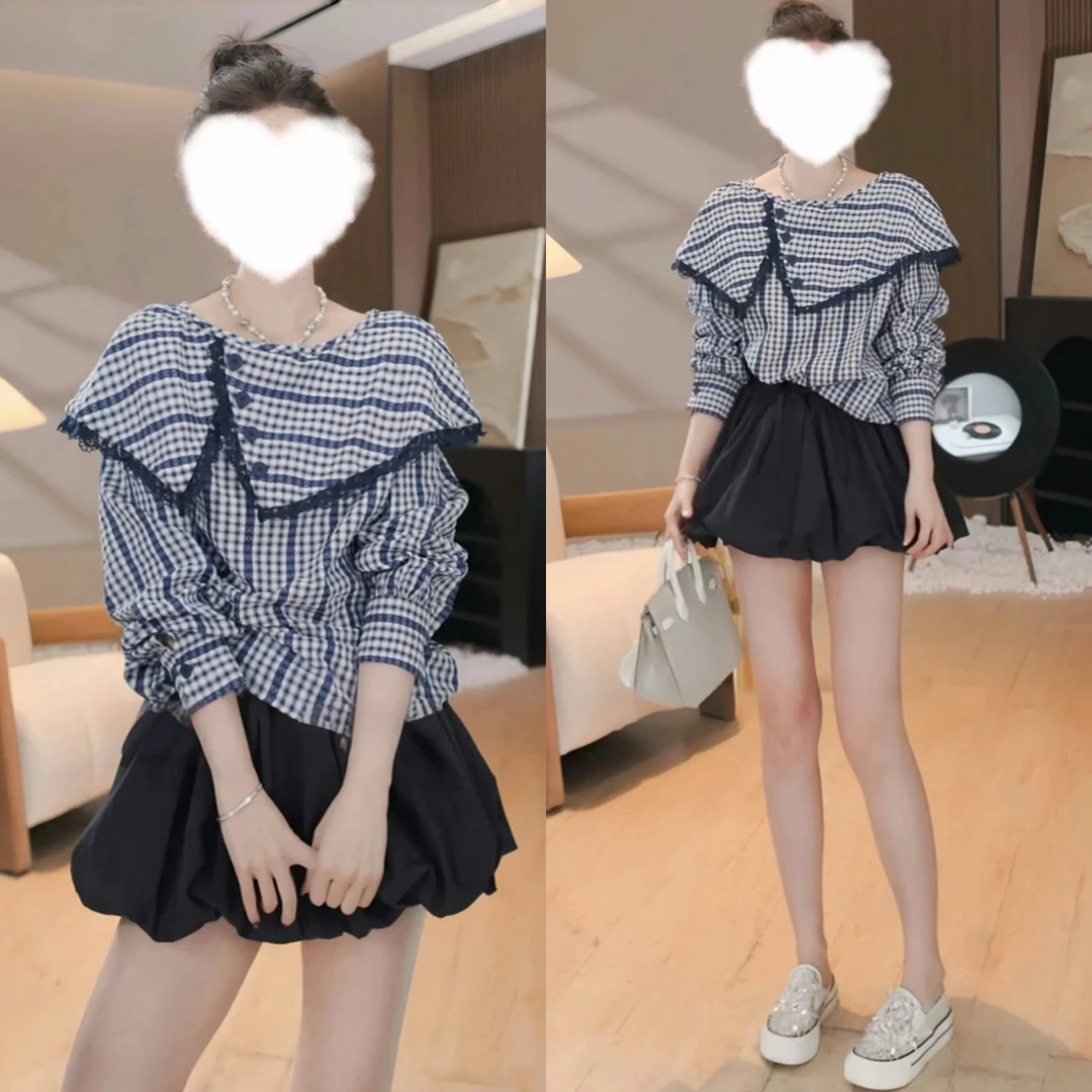 春季新款2025上衣气质百搭小众设计休闲荷叶领衬衫百搭半身裙套装