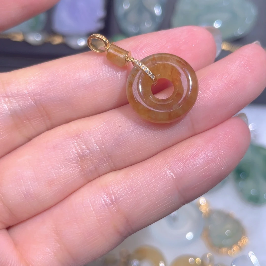 颈饰18K金镶嵌翡翠翡翠