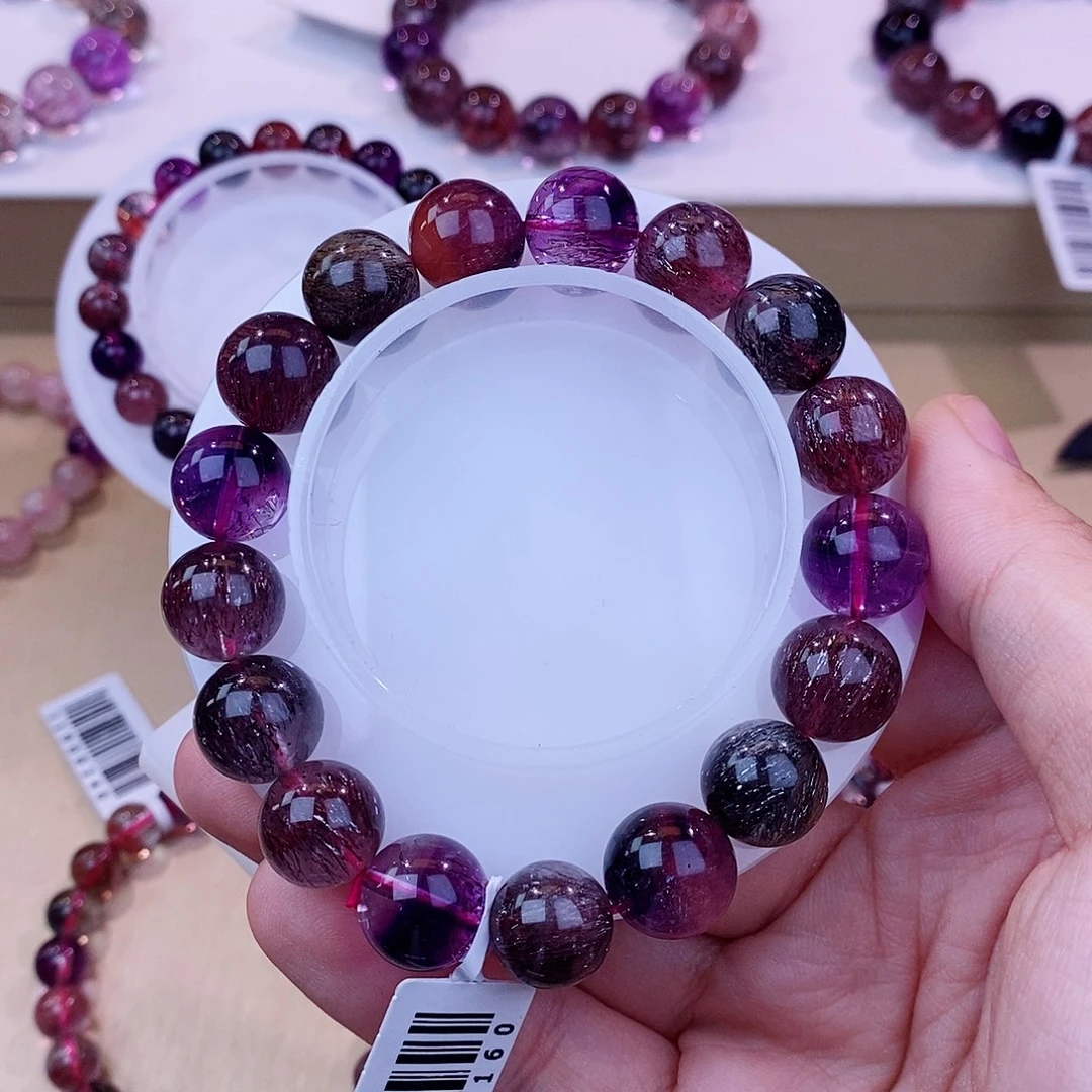 未镶嵌手链水晶黑加仑超七12mm+