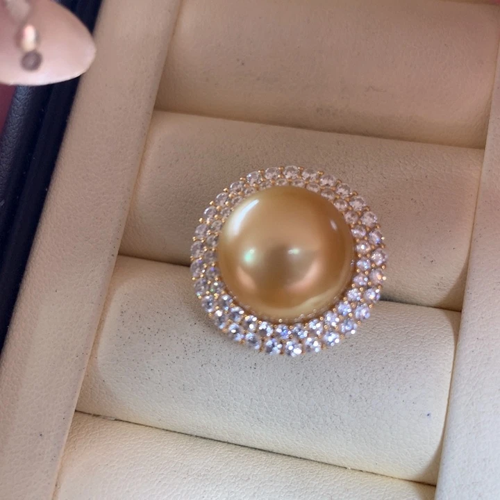 银S925镶嵌戒指海水珍珠