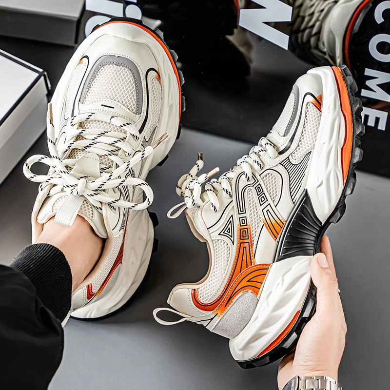 男鞋2025夏季运动鞋新款厚底爆款增高多巴胺网面透气休闲老爹鞋
