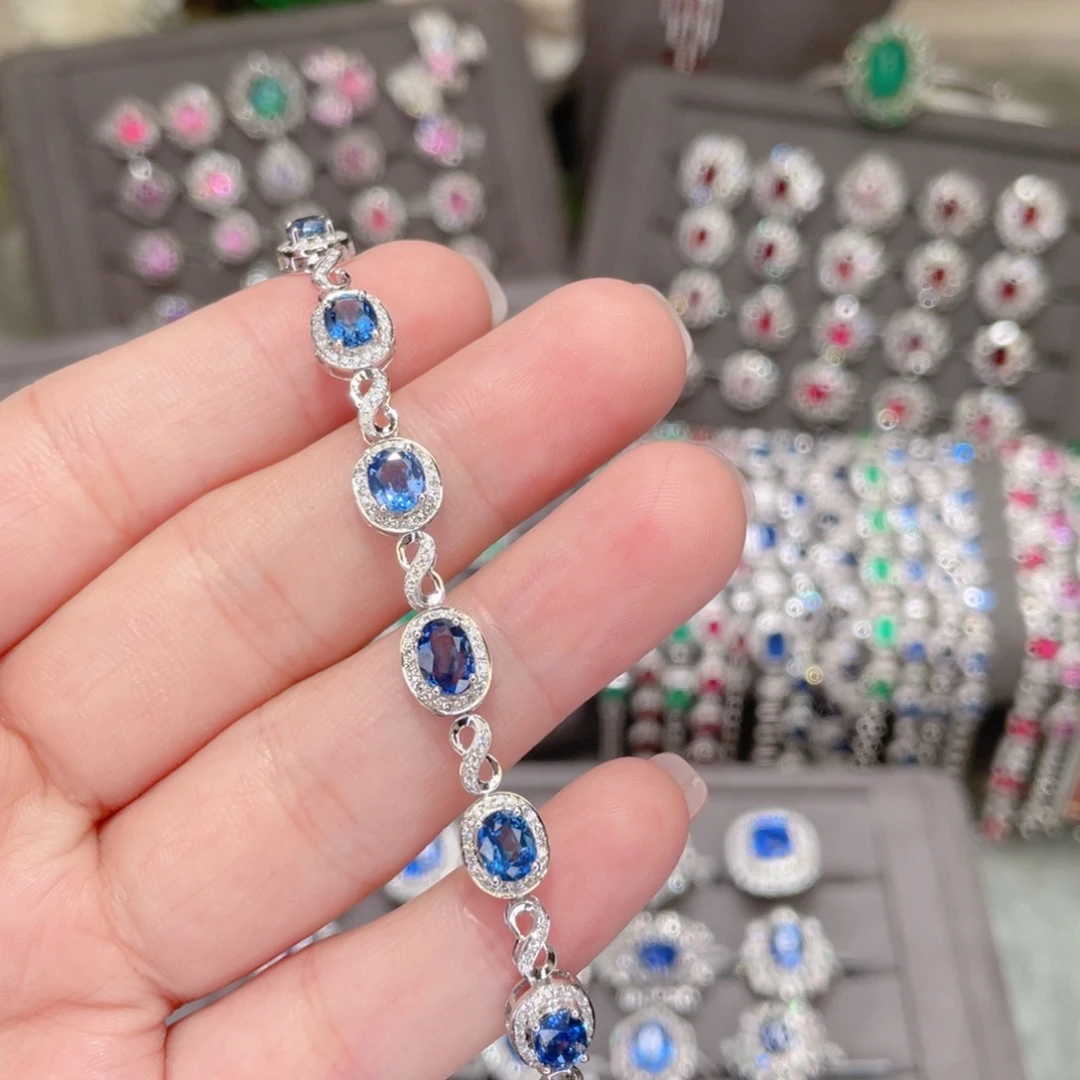 手链蓝宝石18K金镶嵌5.9