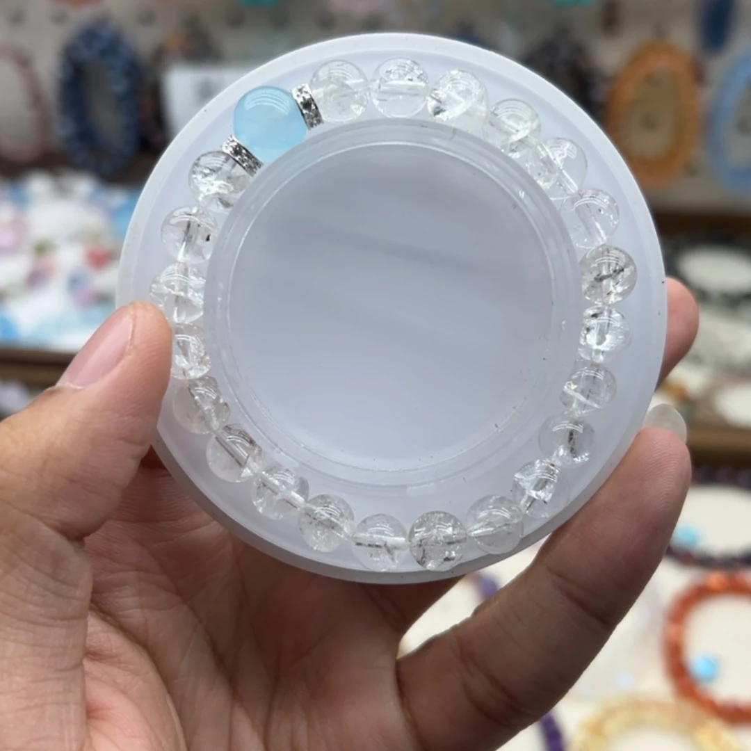 水晶手链未镶嵌白啊塞海蓝宝