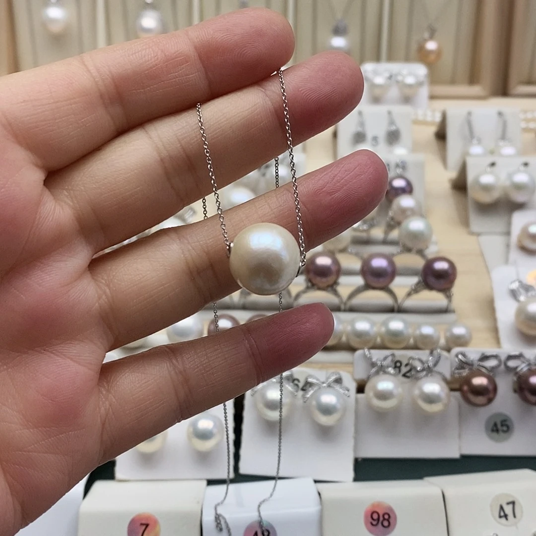 淡水珍珠颈饰银S925镶嵌14十