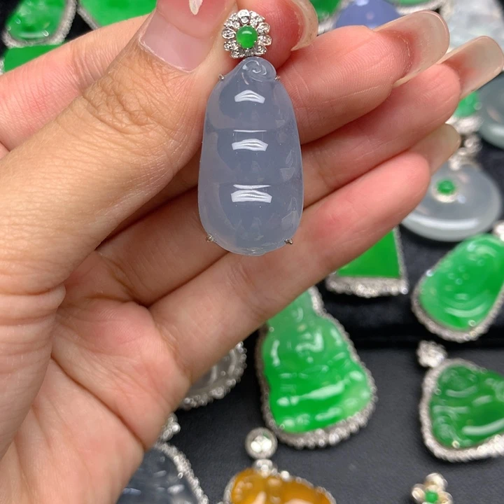 翡翠18K金镶嵌吊坠(不含链)