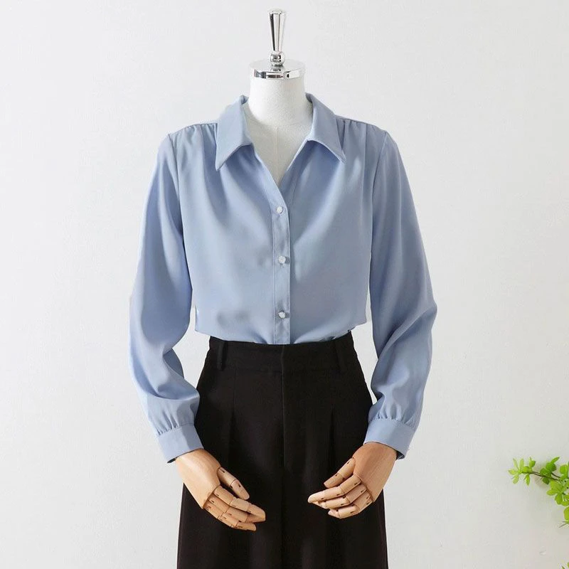 KALUOLAI/卡洛莱高级设计感衬衫女早秋新款职业通勤法式长袖上衣