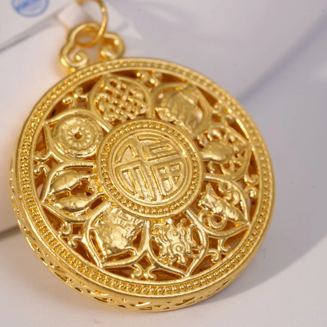 【小辛专属】足金999八宝罗盘吊坠卡17.4mm古法黄金吊坠 1.05 GP394