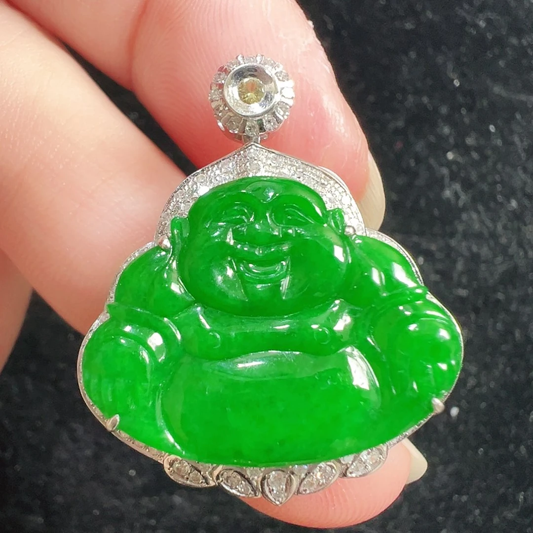 翡翠18K金镶嵌吊坠(不含链)