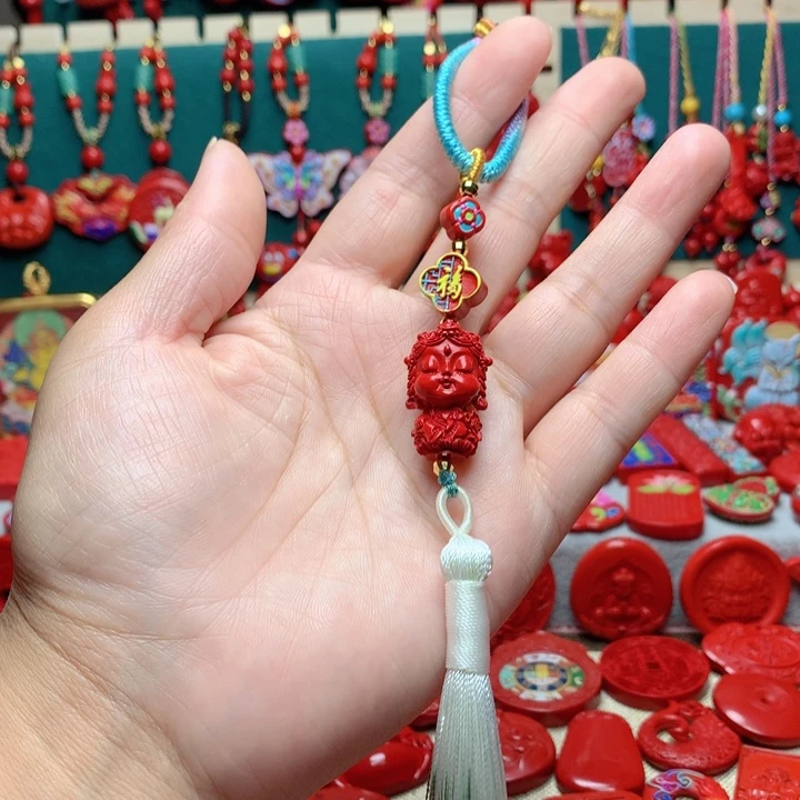 天然辰砂工艺品朱砂钥匙扣包包挂