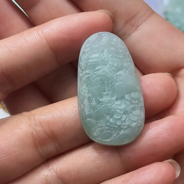 定制翡翠未镶嵌天然缅甸翡翠A货山水牌不退不换