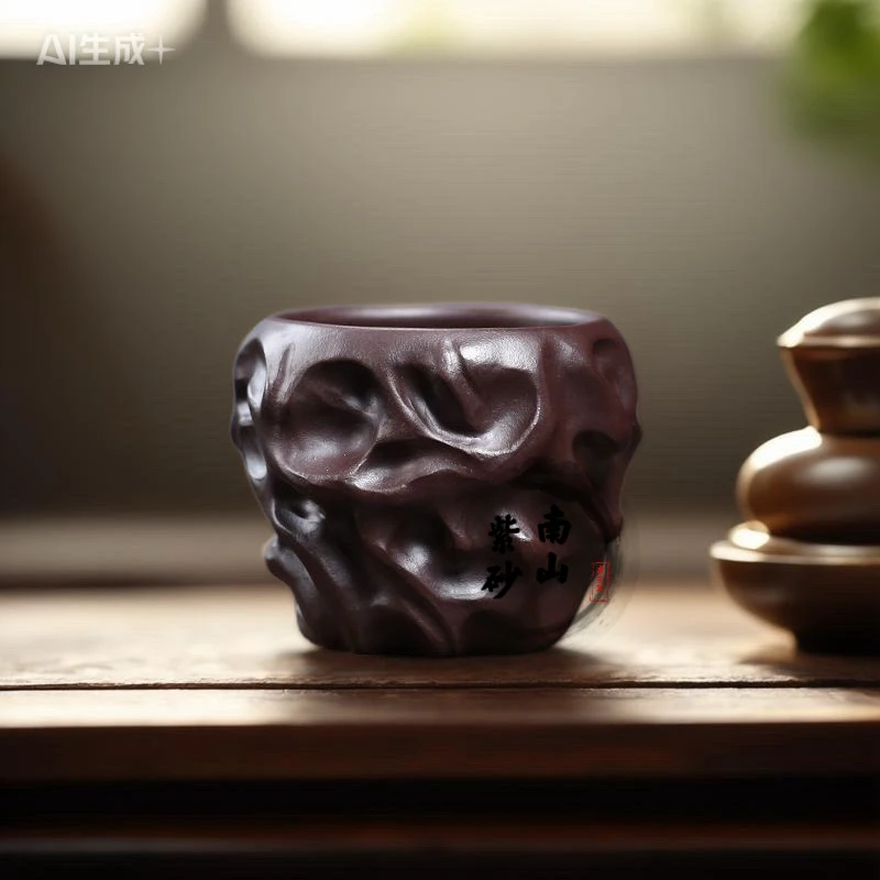 茶道宜兴紫砂手工主人杯高端茶杯纯手工紫砂杯家用太湖石茶具