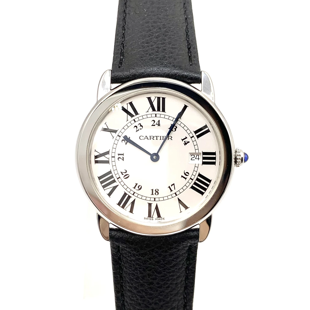 99新 Cartier/卡地亚 伦敦/精钢/两针日历/石英/表径36mm/女表