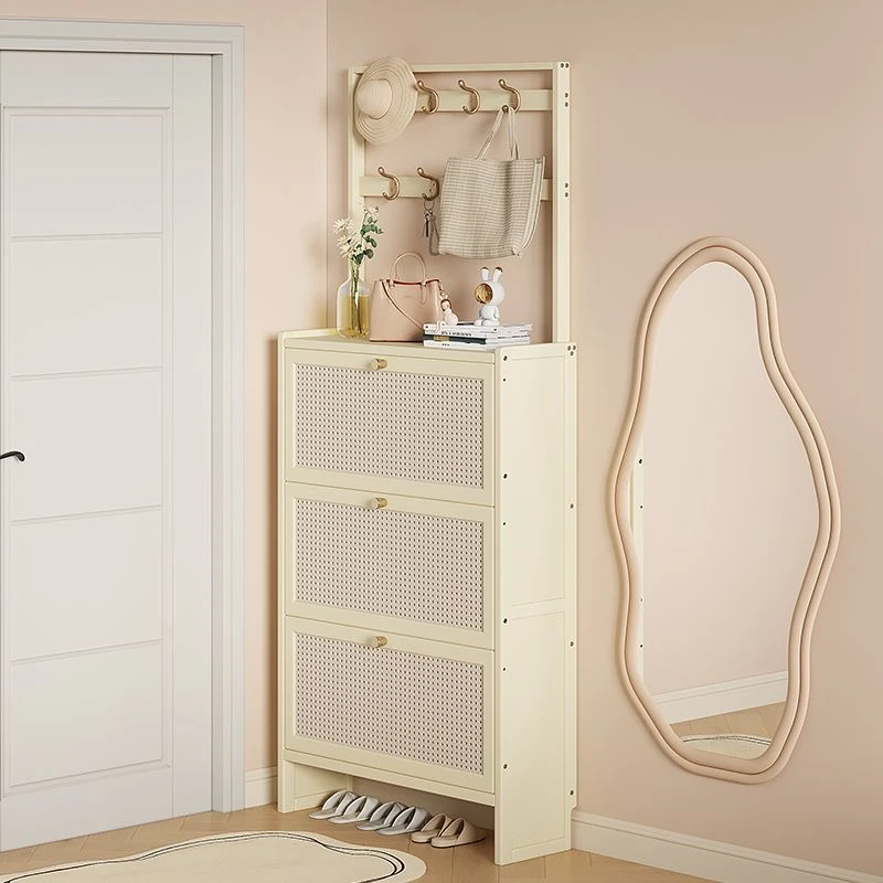 奶油风超薄翻斗鞋柜家用门口室内新款2024爆款入户玄关柜一体鞋架