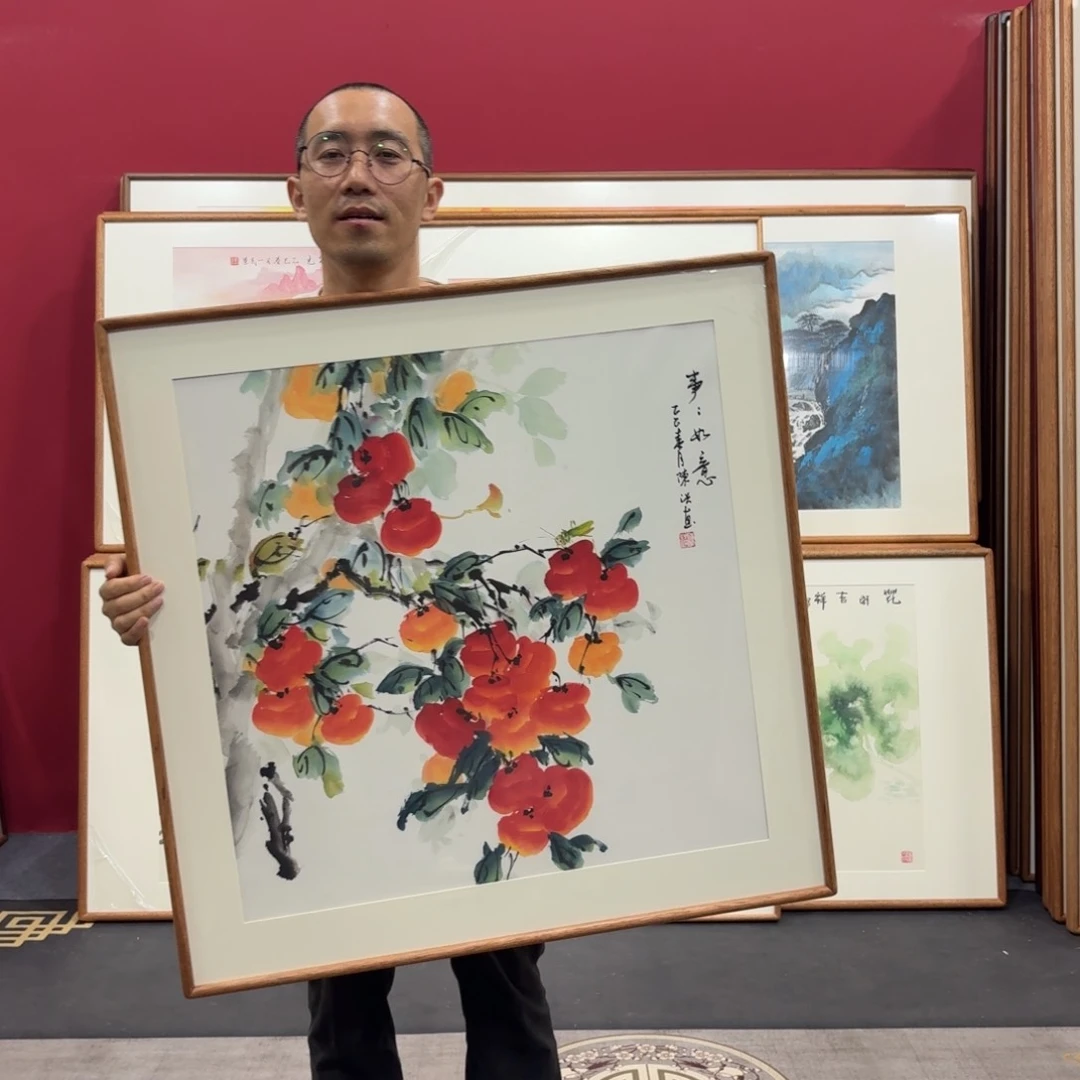 国画带框绘画80/80尺寸