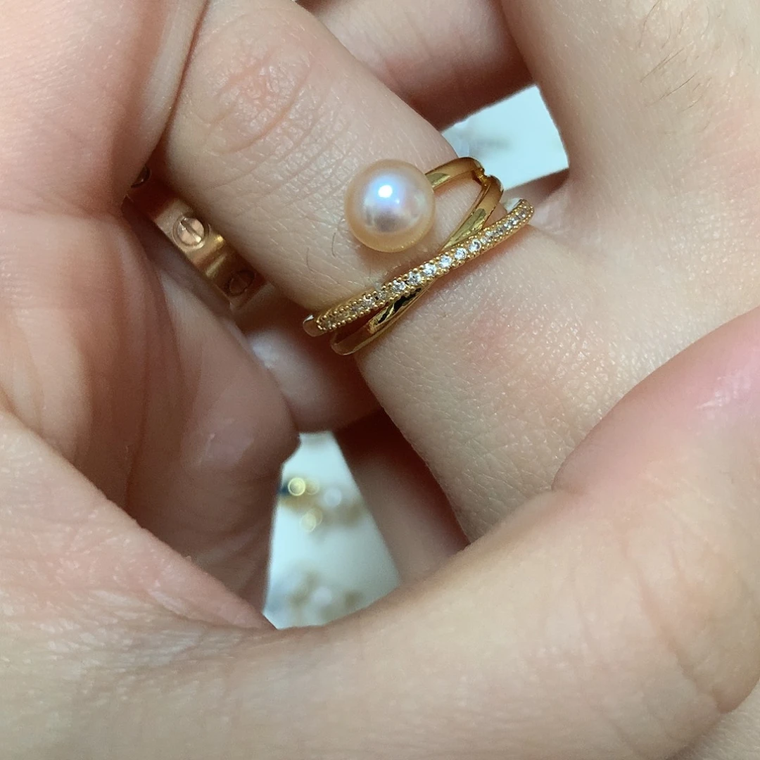 淡水珍珠戒指合金