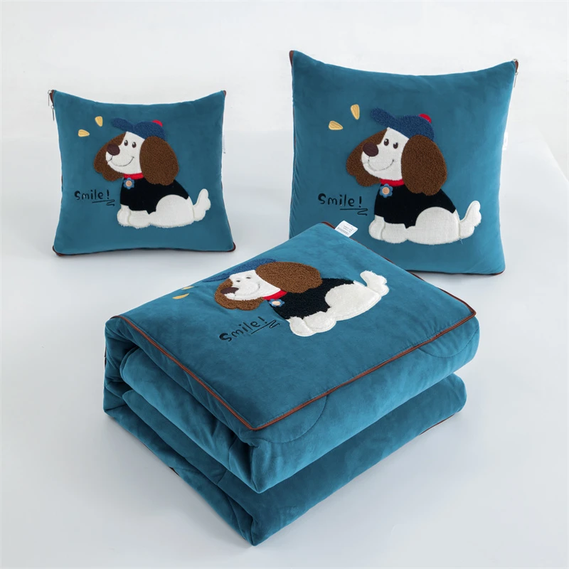 加厚抱枕被子两用双面绒汽车靠垫枕头被办公室沙发折叠午休空调被