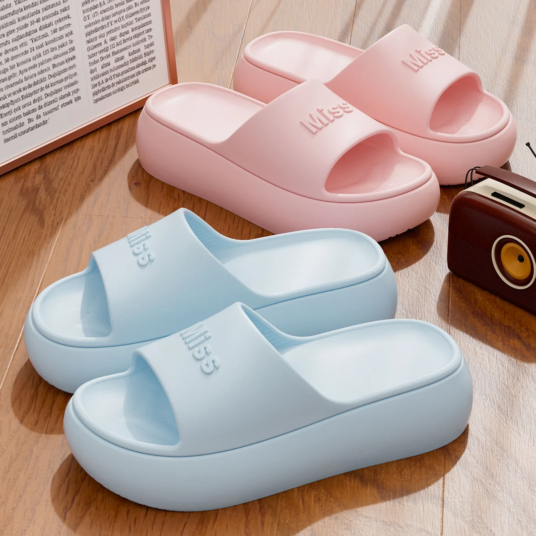 洁丽雅海边沙滩一字拖鞋女2025新款时尚厚底增高小个子外穿防滑夏