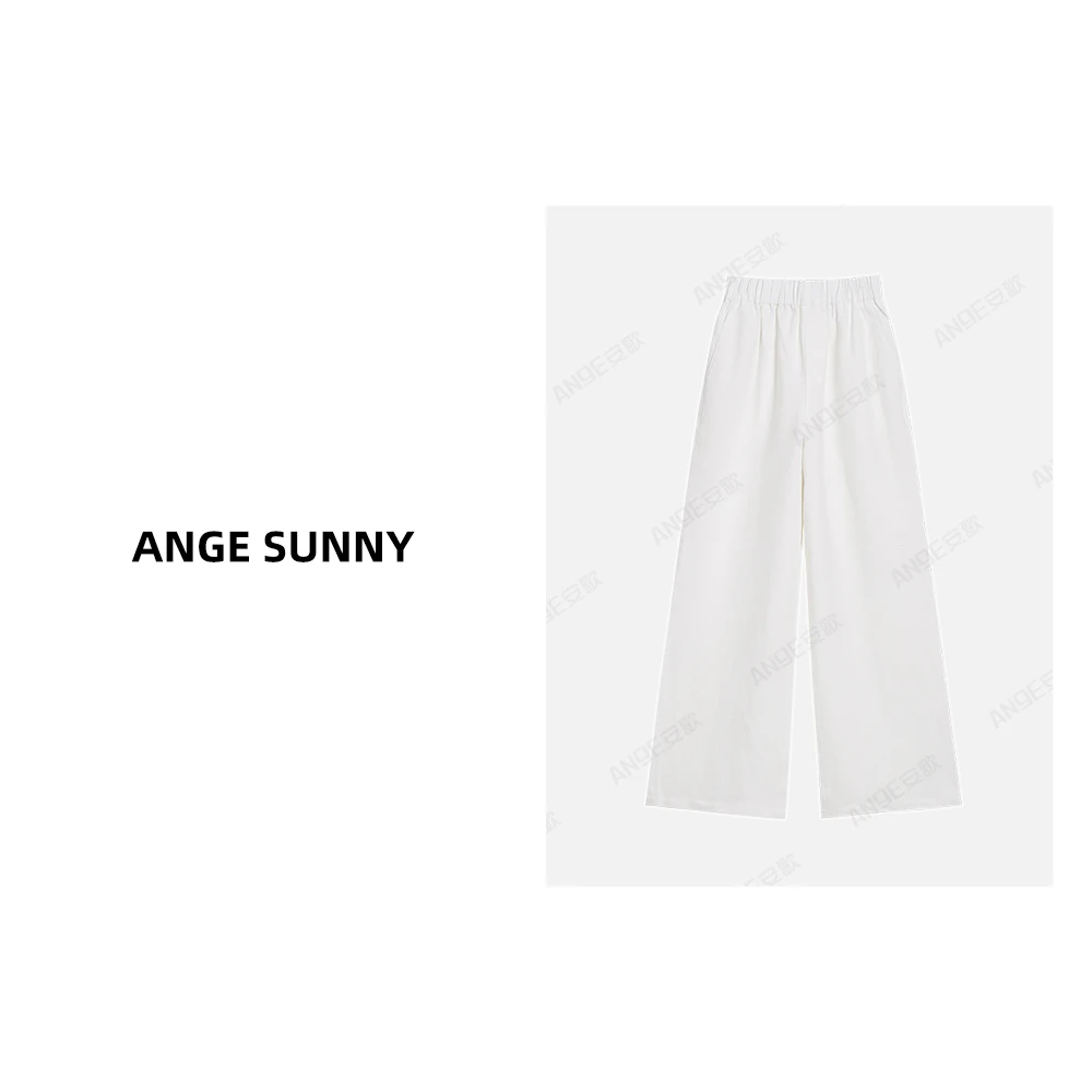 ANGE SUNNY【赵露思同款  亚麻长裤】100%亚麻松紧腰宽松休闲裤