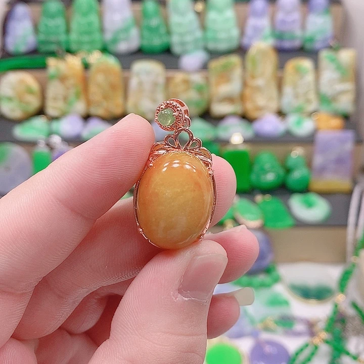 翡翠银S925镶嵌吊坠(赠链)