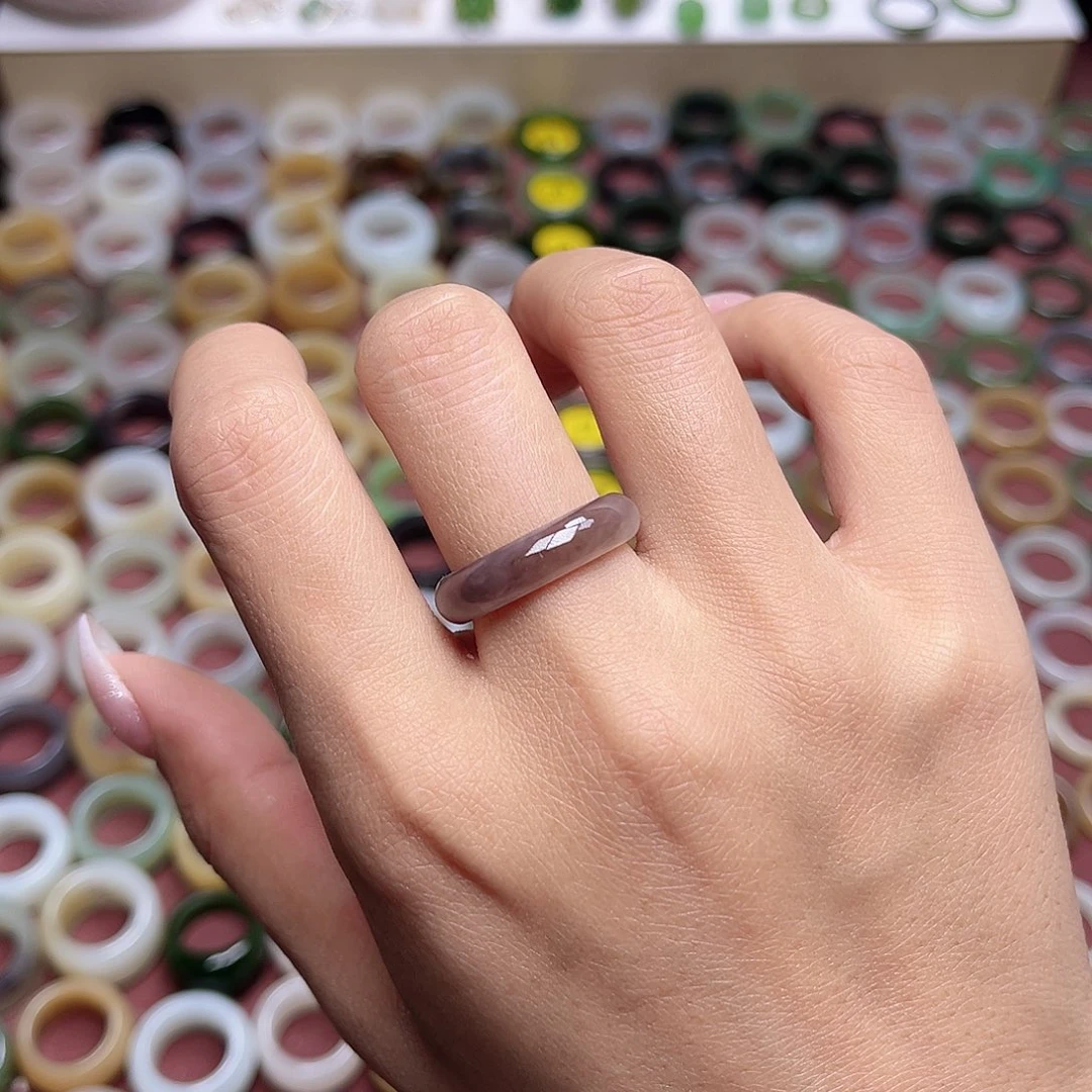 汽***水和田玉戒指未镶嵌冰紫飘花