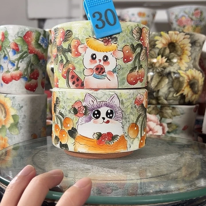 景德镇手绘花盆满38包邮偏远地区除外