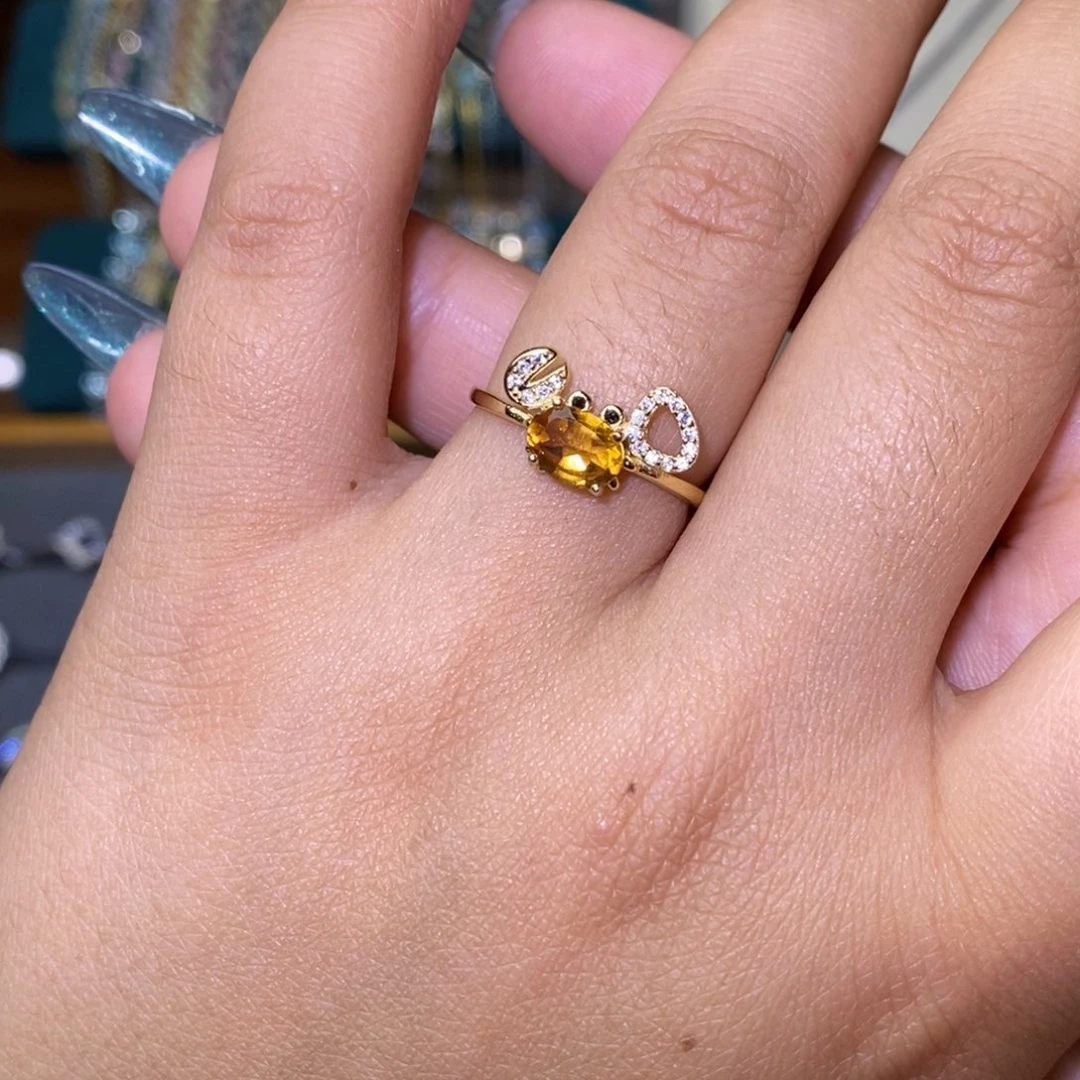 黄晶戒指银S925镶嵌556888