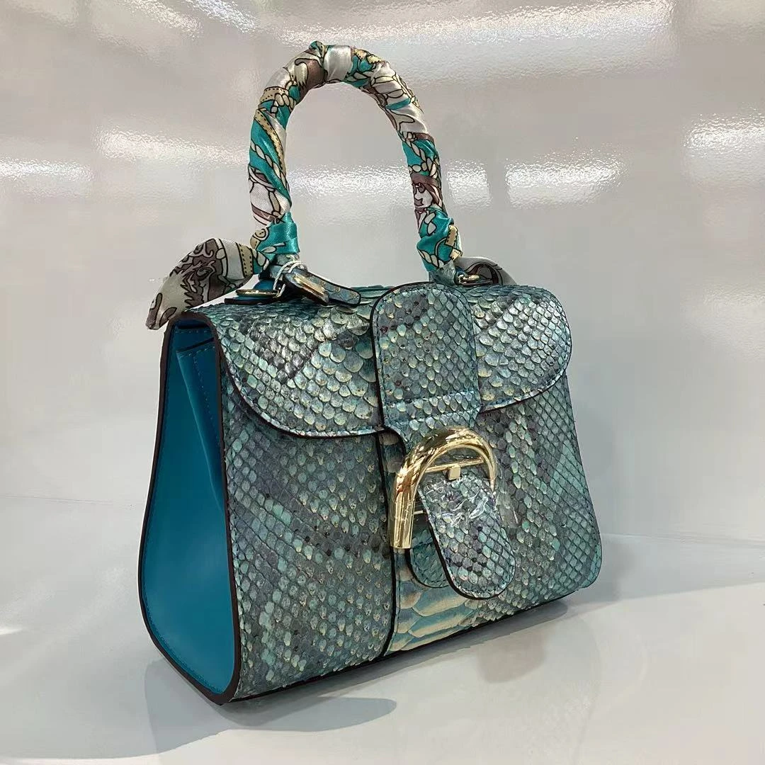 高端定制单肩包（16185蟒蛇蓝色）长20宽11高16cm