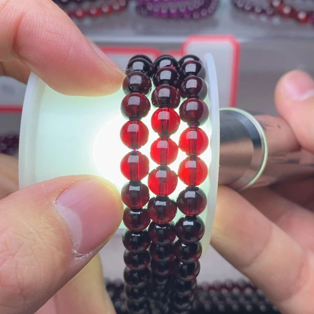 石榴石手链未镶嵌卡6.5高品质净体酒红9a