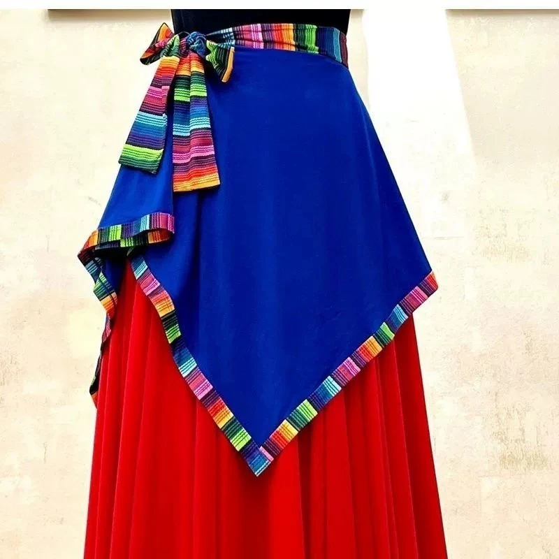 广场舞藏族围裙百搭演出服装舞蹈民族风半身裙一片式