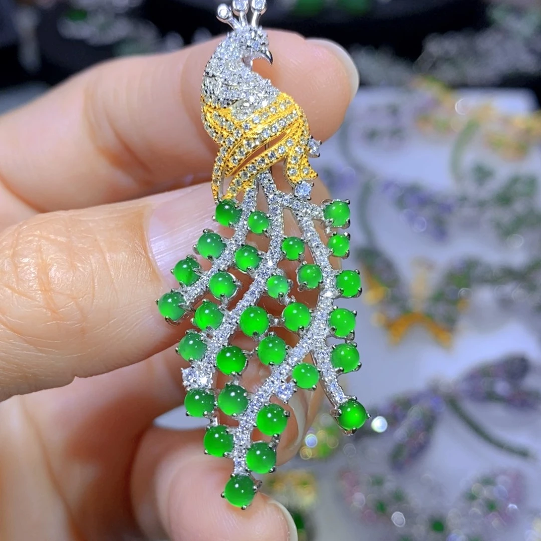 翡翠颈饰合金天然翡翠