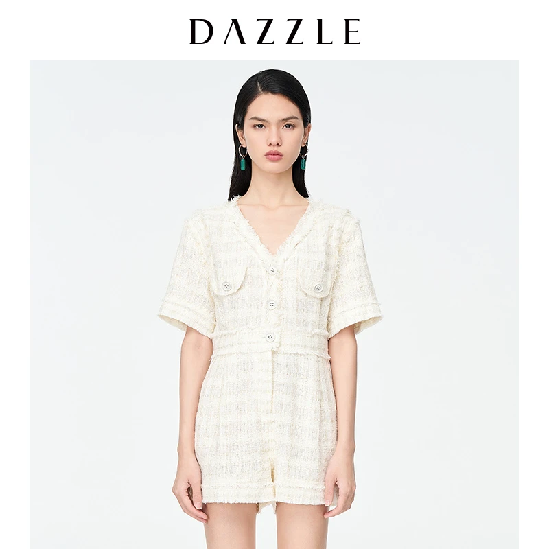 【NANACO专属】DAZZLE地素 粗花呢连体裤休闲裤女2D2P7083B