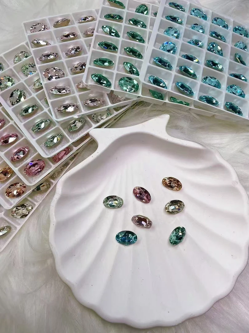 【东洲8*12仿华切瘦蛋】高品质超闪尖底多色美甲饰品装饰夏日多巴胺