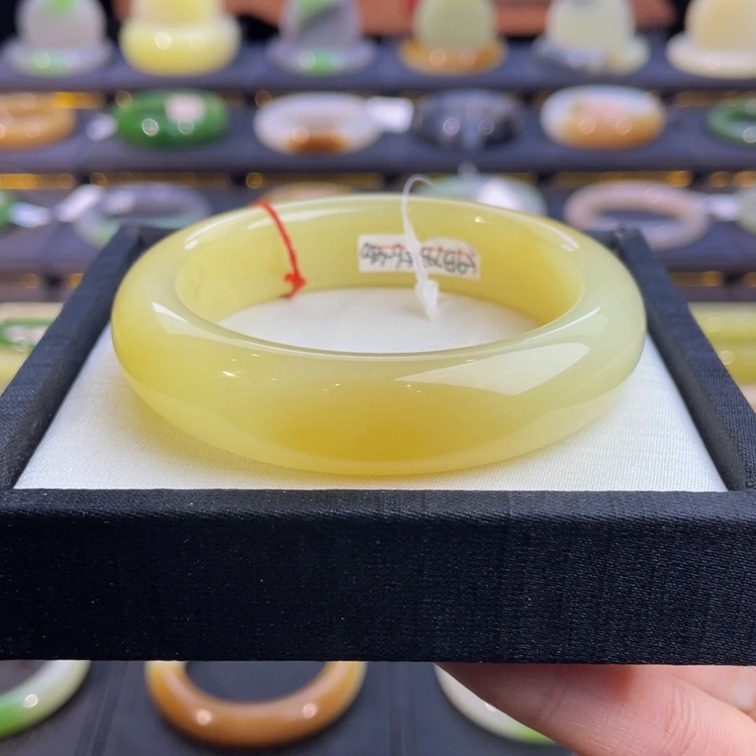 和田玉未镶嵌手镯-黄糖！