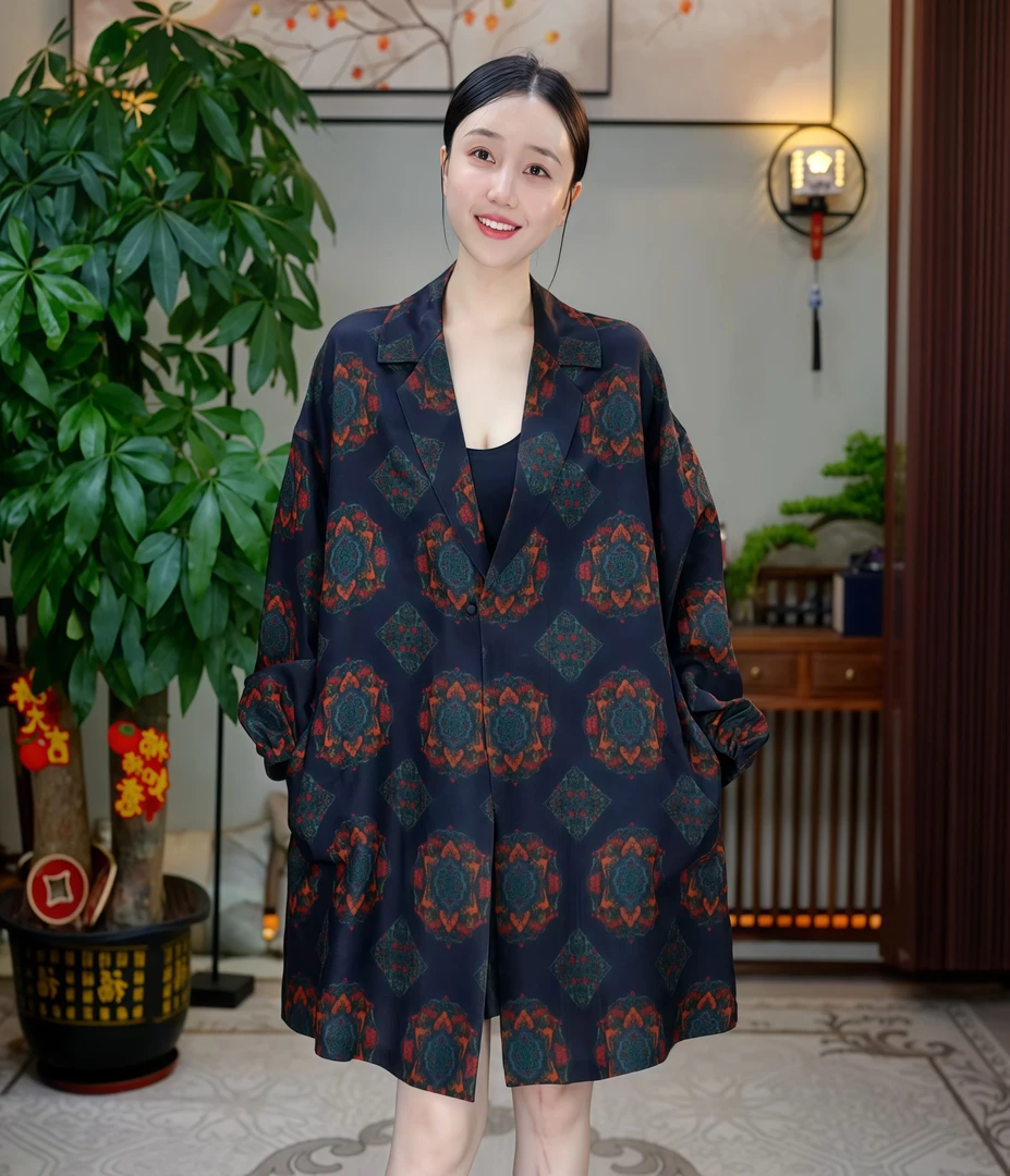 金禧禧【保罗蓝】香云纱西装外套J24441-2