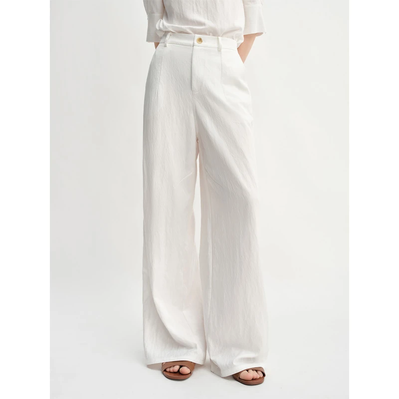 独束大码女装后松紧腰宽松阔腿休闲裤时尚休闲通勤裤25DS83186