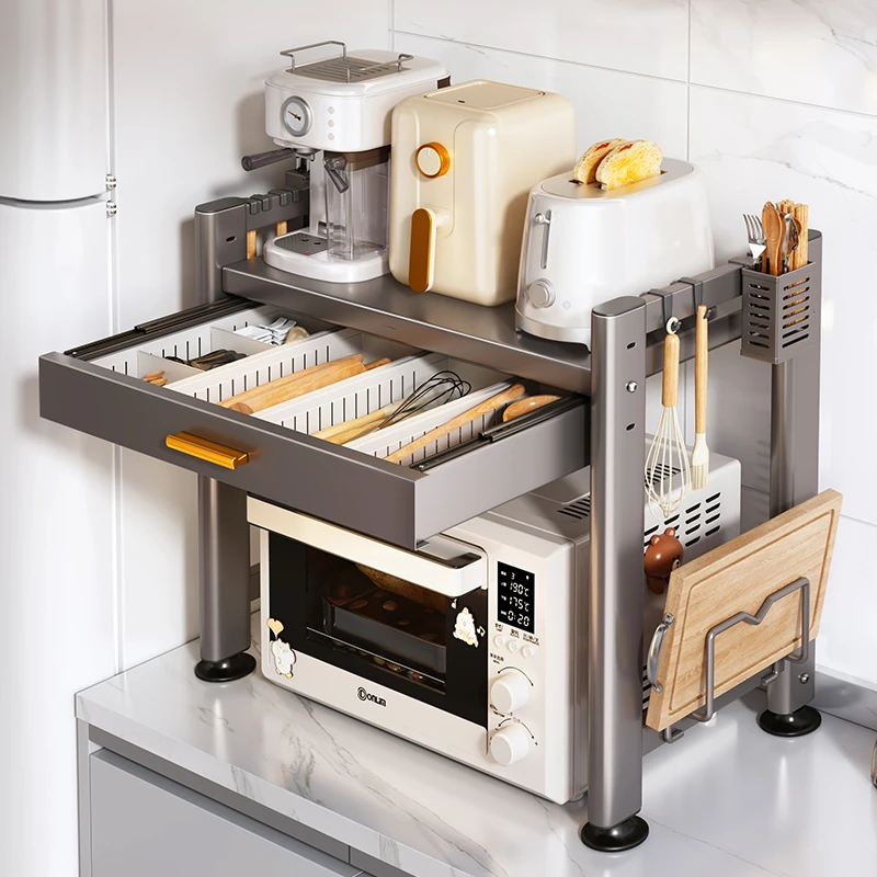 帅仕微波炉置物架台面厨房多功能烤箱专用收纳支架家用带抽屉架子