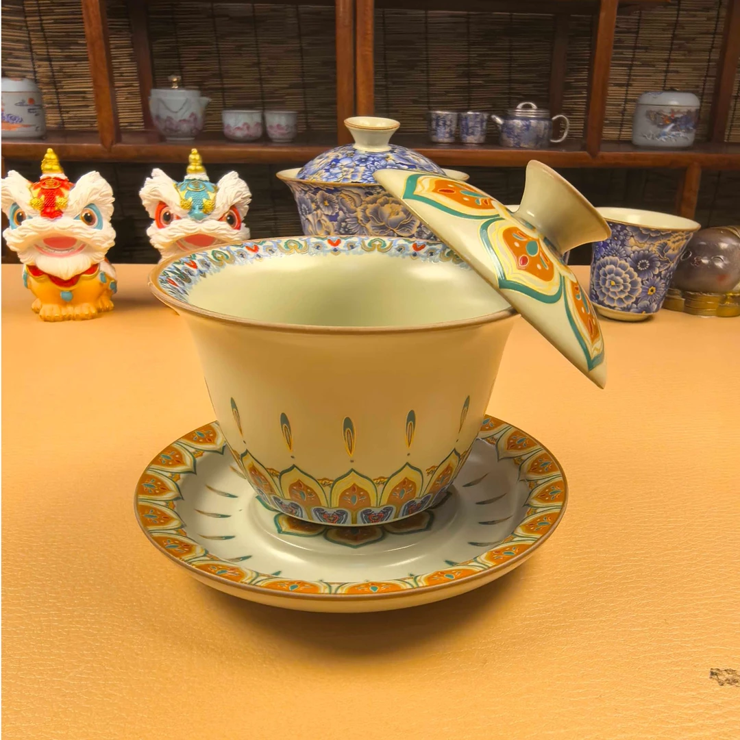 A0319敦煌宝相花三才盖碗