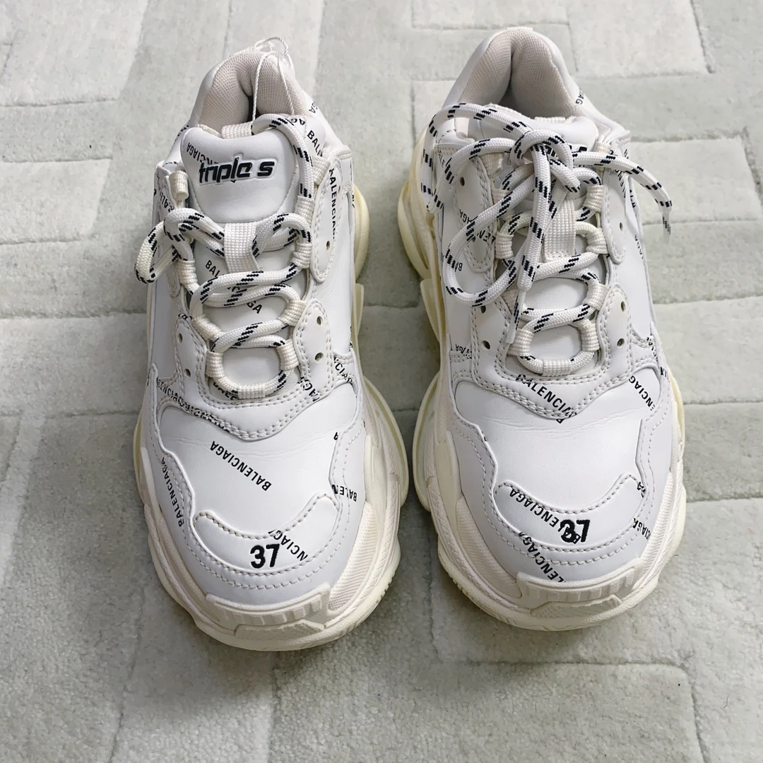 95新 Balenciaga/巴黎世家 麦殿/老爹鞋37码白色/241222JCH8X82