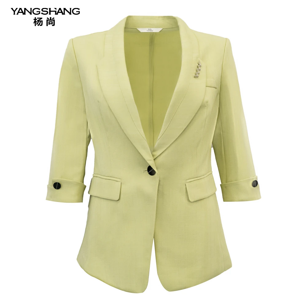 【逸锦】YANGSHANG 春夏新款胸花七分袖短款多色西装-E4A565