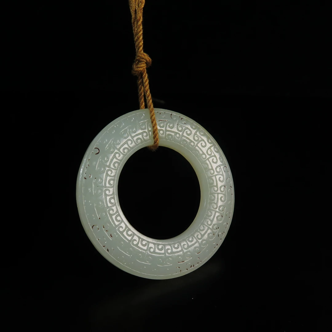 清代勾云纹玉瑗饰/MZ027809/和田玉/民族文物