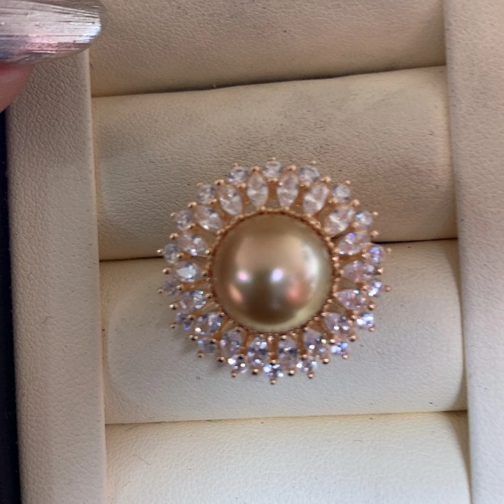 银S925镶嵌戒指海水珍珠