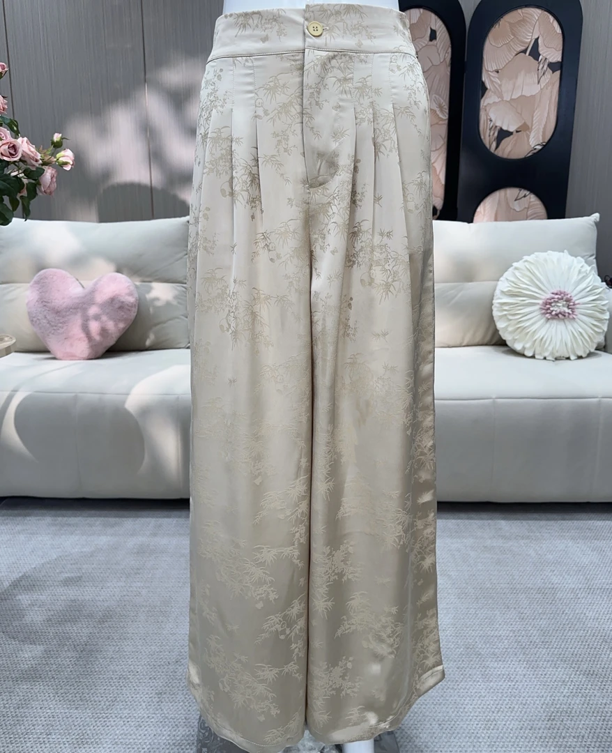 佳佳【熊猫】高定提花洋气显瘦高腰垂感直筒裤