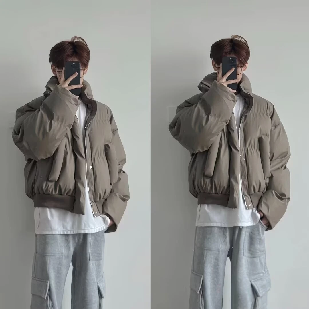 YY55  纳帕PU皮立领棉服加厚保暖宽松防风外套