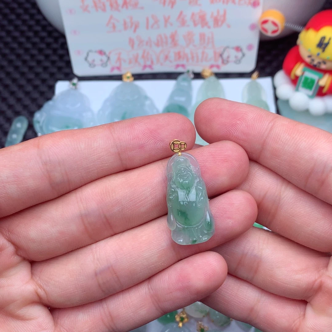 翡翠18K金镶嵌吊坠(不含链)