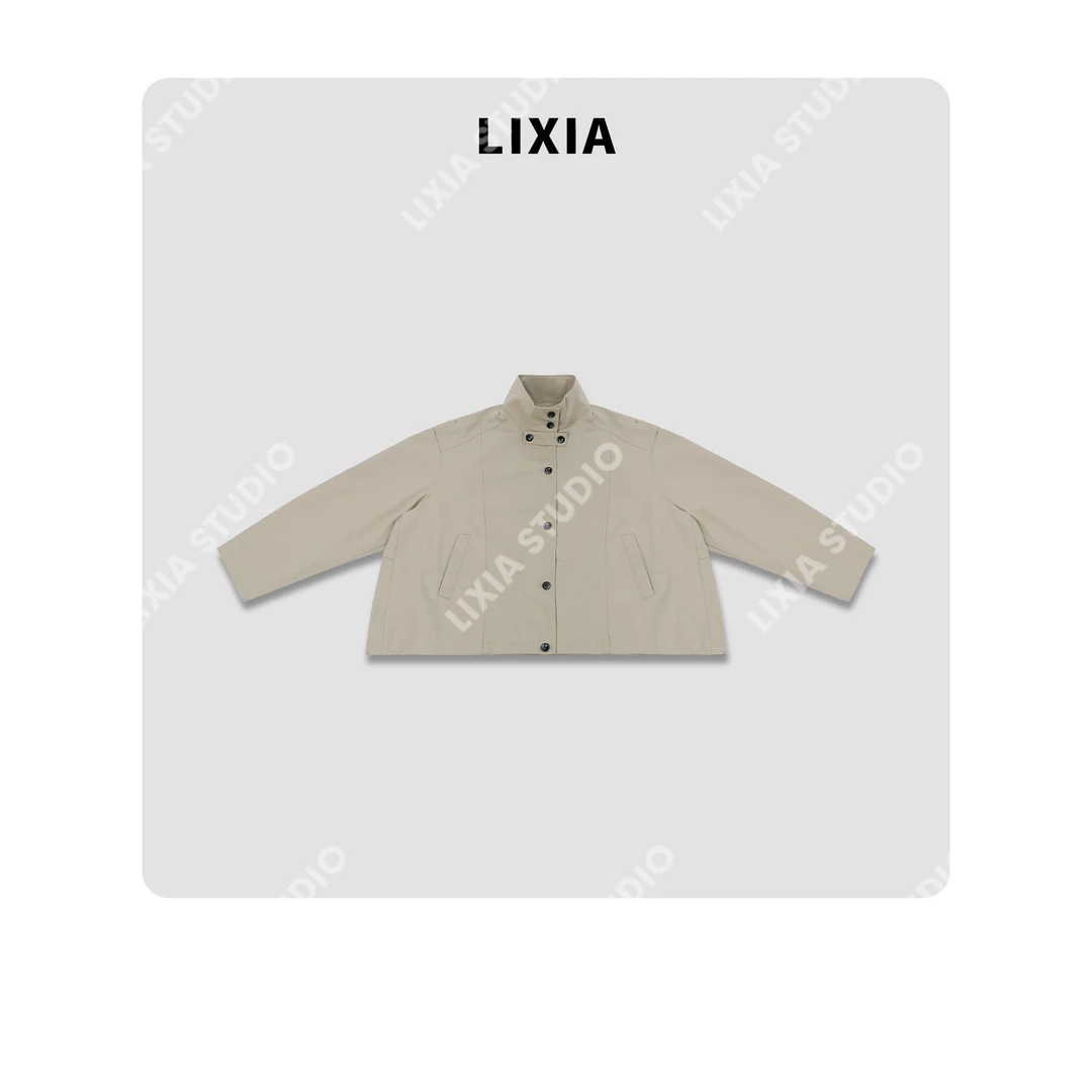 LIXIA【麦田序章】立领山系设计师工装慵懒风棉质宽袖外套-D9539