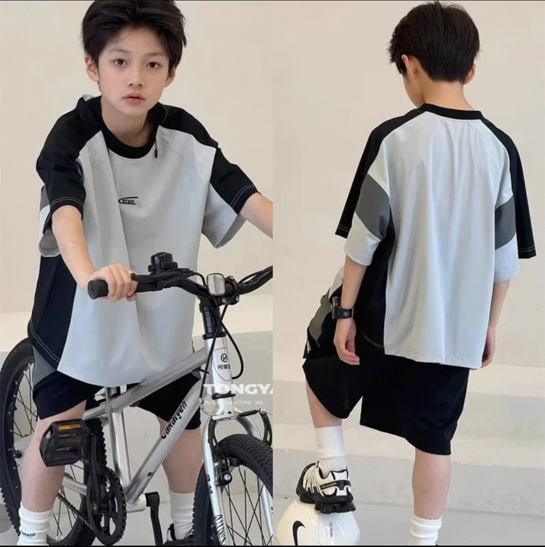 【耀选专属】冰丝速干篮球服套装2025新款男童运动两件套拼色童装
