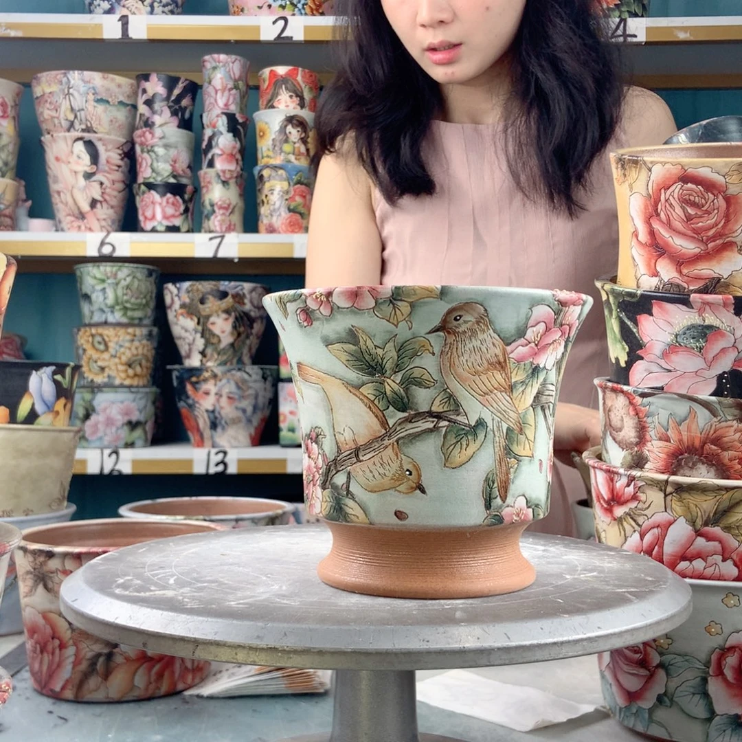 如***蕾景德镇手工花盆248