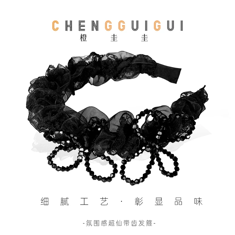 新款蕾丝黑色蝴蝶结百搭氛围感轻奢优雅设计款发箍时尚头饰