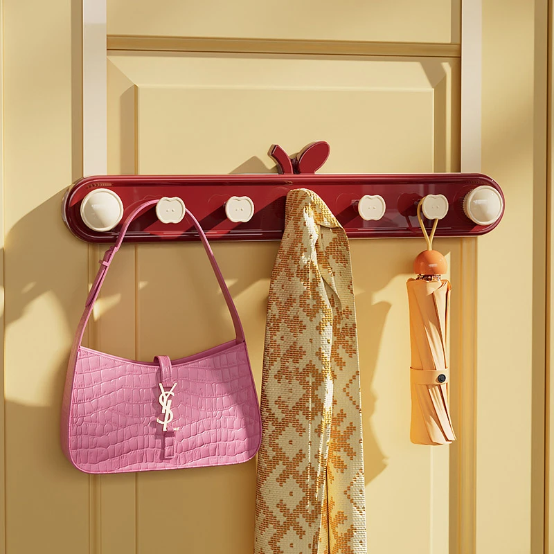 苹果门后挂钩免打孔挂衣架浴室联排加长门背式门上衣钩收纳置物架