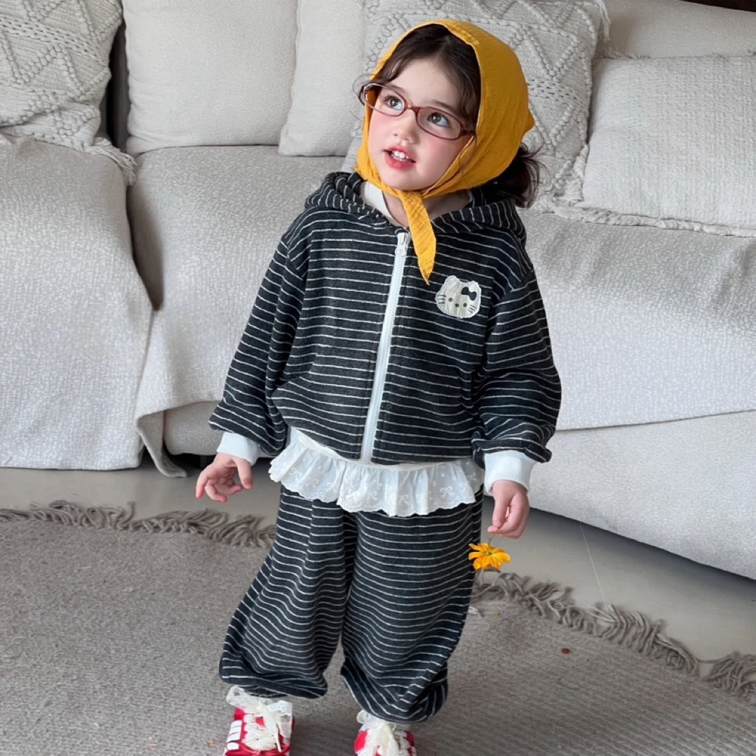 【原创设计品牌】myx&kids 5552秋季新品女童连帽卫衣外套装两件套